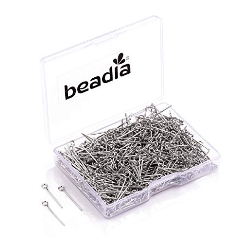 BEADIA Open Eye Pins Platinum Head Pins for DIY Jewelry Making 20mm 500pcs