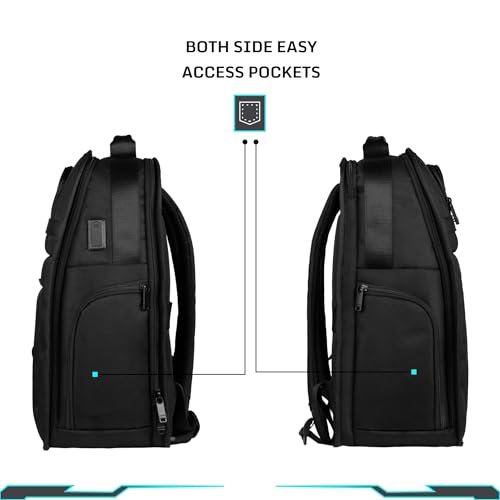 Image of F Gear Arvion 22L Premium Black Tech Laptop Backpack with USB & Type-C Charging Ports|2 Compartments & 4 Pockets|Fits 17-inch Laptop|Water-Resistant, Luggage Strap|Office & Travel Backpack