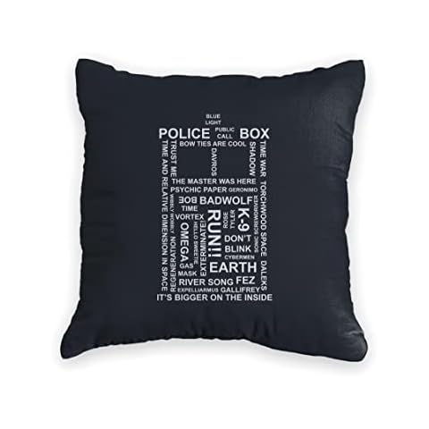 Tardis Black Cushion Cover 50 cm x 50 cm 100% Fairtrade Cotton Cover