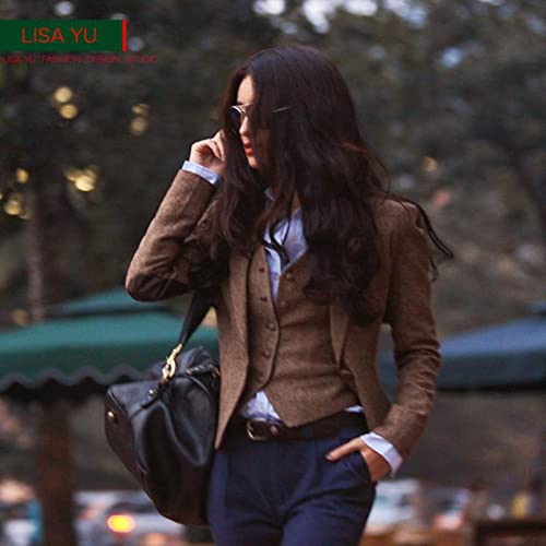 Herringbone Women's Suit Vest V-Neck Wool Vintage Vest Fashion Waistcoat for Lady Coat Female Jacket2
