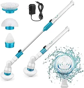 IGNOTI Electric Spin Scrubber Power Brush Floor Scrubber, Cordless Shower Scrubber with Adjustable Extension Arm and 3 Replaceable Bathroom Scrubber Cleaning Brush (Pack of 1) (1) (1)