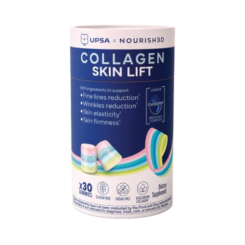 Upsa Nourished Collagen Skin Lift 30ct – Ovoderm® Egg Membrane Complex with Vitamin C, Zinc & Selenium – Sugar-Free Vegetarian Gummies – Plastic-Free Biodegradable Packaging