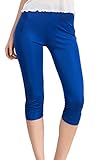 Women's Pure Silk Long Capri Pants Soft Pencil Pants Sapphire Blue M