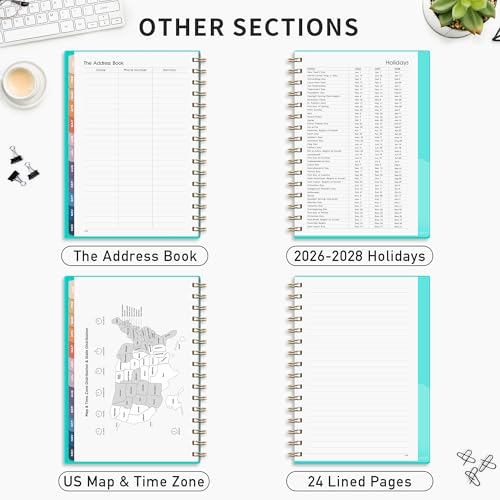 Image of RETTACY 2025 Planner, Weekly and Monthly Planner, Jan 2025 - Dec 2025, 5.7 inch x 8.3 inch, Medium Planner, Calendar 2025, Flexible Cover, Spiral Bound, Monthly Tabs, 100 GSM Paper (Tiffani Blue)
