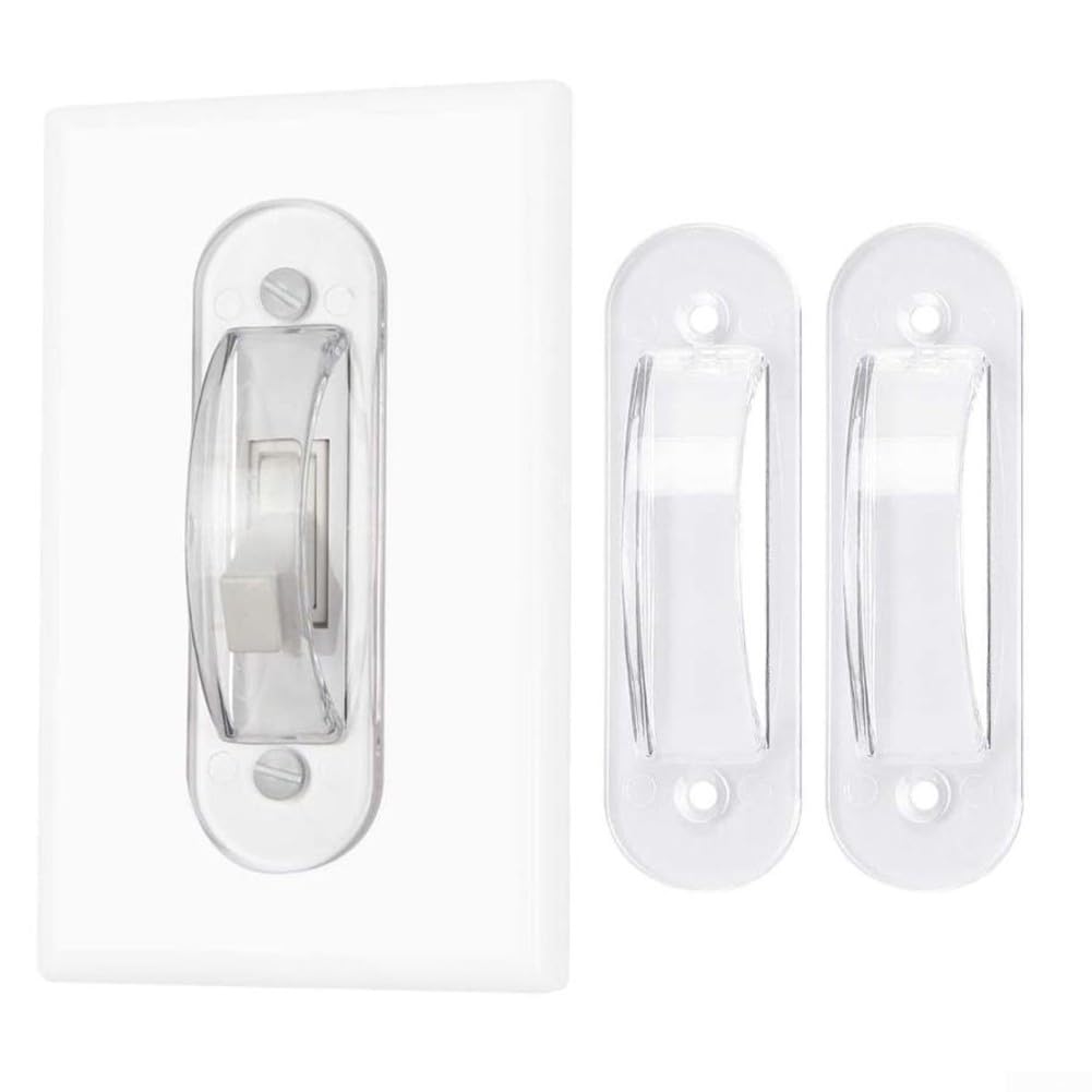 Protector de interruptor de luz transparente, paquete de 2 cubiertas a prueba de niños, bloqueo de seguridad transparente para bloquear palancas accidentales, construcción de ABS resistente para el — view 3