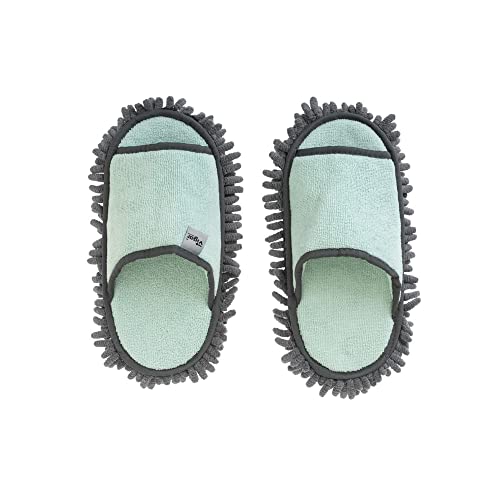 WESTCRAFT lustige Putzhausschuhe: Putz-Hausschuhe mit reinigender Mikrofaser-Sohle, Mop Schuhe, Bodenreinigung, Bodenwischer Hausschuhe, Reinigung für Haus Boden Staub Schmutz Katzen Haare (Mint) Cover