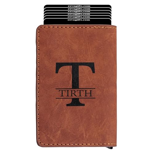 Reva Enterprise Personalised Name Maverick RFID Protected Wallet Cardholder | Pop-up Cardholder | Scan Proof | Aluminium Case | Up to 6 Cards | Credit & Debit Cardholder (Brown)