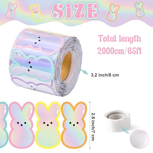 Image of BeYumi Bunny Holographic Border Trim - 65ft Back to School Bunny Straight Rolled Border Trim Iridescent Rabbit Bulletin Board Set School Classroom Office Chalkboard Door Springtime Party Decoration