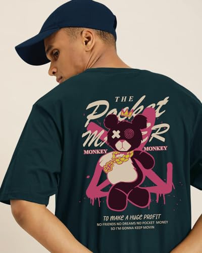 Image of Noble Monk Men's Round Neck Half Sleeve Oversized Printed Tshirt
