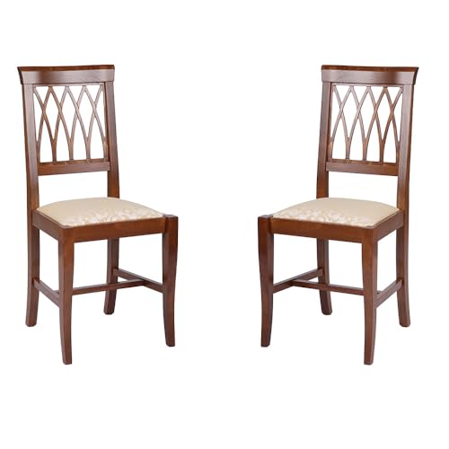 Liberoshopping Sedie Cucina in Legno faggio massello Stile Classico 43x42xH93 cm Treccia Set da 2 Pezzi (Noce Seduta Imbottita)