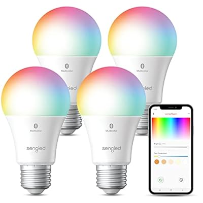 Sengled Alexa Light Bulbs, 75W Equivalent, S1 Auto Pairing with Alexa Devices, Smart Light Bulb that Work with Alexa, Bluetooth Mesh Smart Home Lighting, ?Multicolor Dimmable, No Hub Required,4-Pack