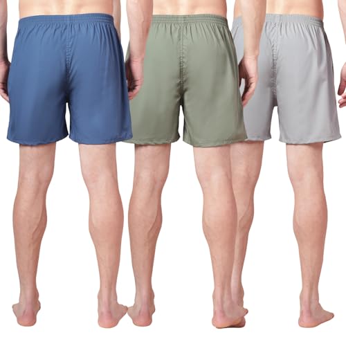 Image of Urban Scottish Men's 100% Cotton Solid Boxers Shorts with Side Pockets (Pack of 3)