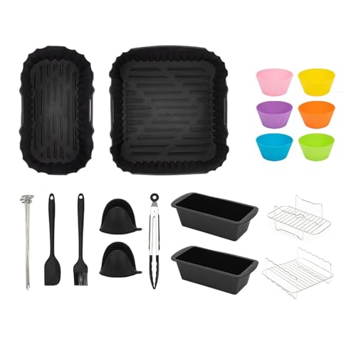 Juego de Accesorios para Freidoras de Aire, Moldes de Silicona Doble Cesta, Parrillas para Hornear, Brocha de Aceite, Piezas para Cocina, Suministros para Cocinar miniatura 4