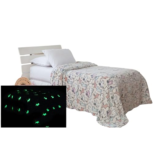 Manta Cobertor Infantil Solteiro Brilha no Escuro 1,50 X 2,00 Mts. (Doguitos)