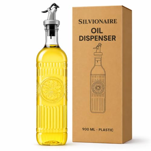 Image of 900ML Oil Dispenser Bottle | Heavy Premium Plastic Oil Pourer with Mandala Design | BPA-Free, Leakproof Cooking Oil Container with Easy Flow Spout for Kitchen (Transparent) (Mark 2)