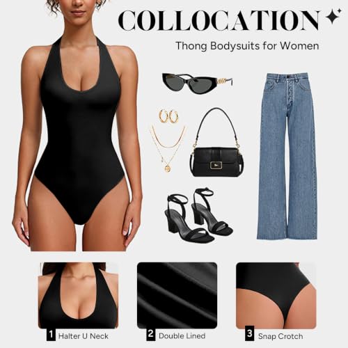 Bodysuit de espalda descubierta elegante y ajustado con cuello halter 5
