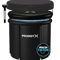 PRODIGY X Eisbadewanne mit Abdeckung für Sportler, XL 85 cm tragbare Eisbadewanne, Eisfass für drinnen und draußen mit Thermometer