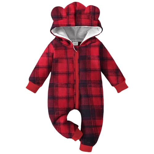 Image of AMAWMW Newborn Baby Girl Winter Outfit Hooded Jumpsuit Infant One Piece Romper Baby Warm Snowsuit Clothes Gifts Set