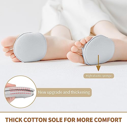 Image of 4 Pairs Honeycomb Fabric Forefoot Pads Women High Heels Invisible Socks High Heel Comfort Pads for Relieving Foot (2Gray 2Beige)
