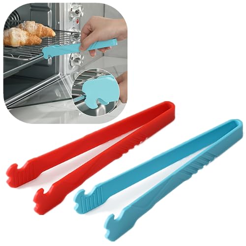 Oven Rack Push Pull Tool with Clip, Prevent Scalding, Pull Out Racks Safely, Long Handle Toaster Oven Accessories, 2 Pack