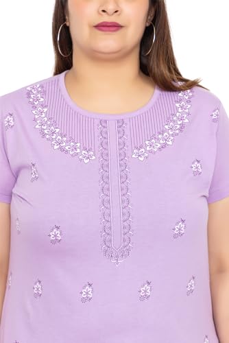 Image of Women Printed Cotton Tshirt with Side Slits & Pocket