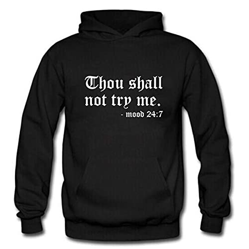 Awon Teen Girls Womens Funny Hoodies Letter Printed Thou Shall Not Try Me Women's Hoodie Pullover Sweatshirt (Black, M) #TOP1