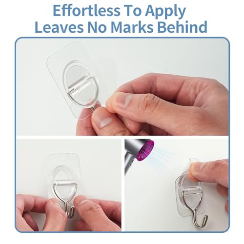 BaGushan Adhesive Wall Hooks No Damage, Stick On Hooks for Hanging 10 Pack - Transparent Stainless Steel 5KG Heavy Duty, Waterproof Removable (3.5x5.3cm) Kitchen Bathroom Office, Ganchos para Pared by BaGushan - Image 5