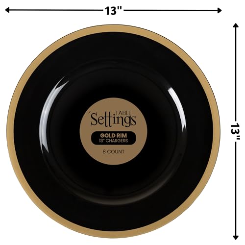 Platos cargadores negro y dorado 13 pulg, set de 8 miniatura 3
