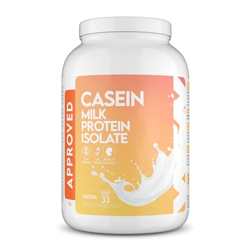 WFN Approved Casein - Casein Proteinpulver - Neutral & Ohne Süßungsmittel - 1 kg - Cremiger Casein Shake - Sehr gut lösliches Kasein Pulver - 33 Portionen - Made in Germany - Extern laborgeprüft