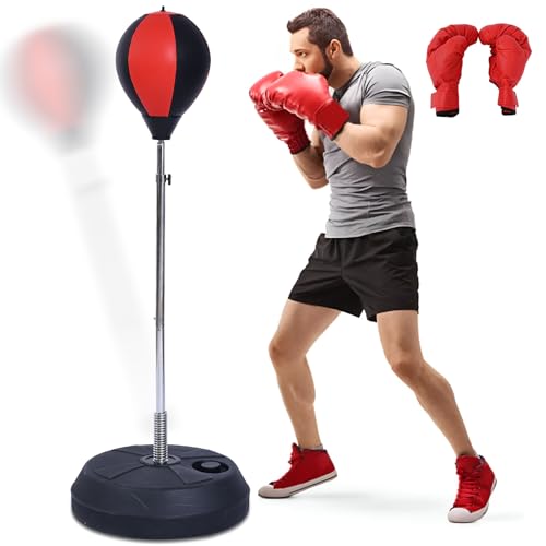 Stiatu Punching Bag with Stand-Fast Bounceback to Increase Speed, Reflexes, and Stamina – Height Adjustable for Training, Boxing Equipment, Stress Relief & Fitness