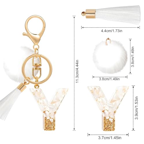 Porte-clés de voiture initiale créative et boule de fourrure pour femme - 4