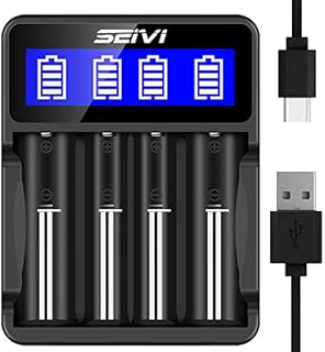 18650 Battery Charger, SEIVI LCD Display Universal Smart Charger for Rechargeable Batteries Li-ion Batteries 18650 26650 18490 17670 17500 16340 14500, Ni-MH/Ni-Cd A AA AAA Batteries