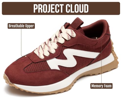 Image of Project Cloud Trendy Fashion Sneakers for Women 2026 - Memory Foam and Non-Slip Comfortable Casual Ladies Shoes for Womens Fashion Sneakers - Lightweight Lace-up Shoes (Lecco)