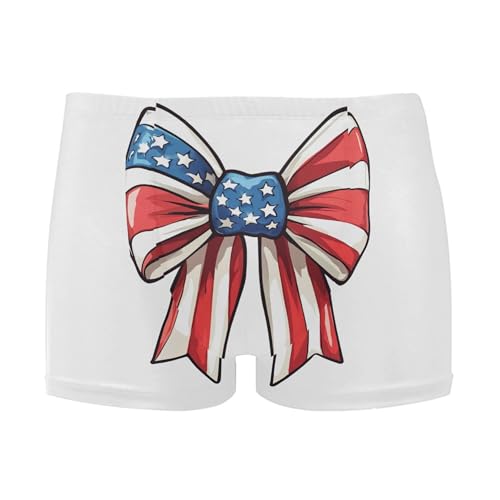 American Flag July 4th Bow-Knot Mens Swim Trunk Swimwear Swim Brief Square Leg Board Short S S0406874
