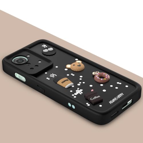 Image of Bintage Cute Fun Ball | Taddy Cartoon 3D Smiley Coffee Cup | Milk Donut | Full Protection Rubber Back Cover Compatible for OnePlus 2T 5G - Black