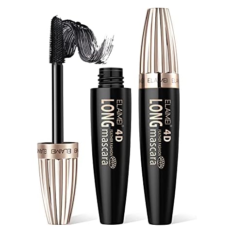 4D Silk Fiber Eyelash Mascara, Waterproof Mascara Black, Extra Long Lash Mascara Waterproof Not Blooming Curling Natural Eye Makeup Long Lasting Black Cover