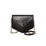 NYZE Damen Crossbody Croco by TheBeauty2go - 100% Vegane Umhängetasche mit Kette in Kroko-Optik Schwarz