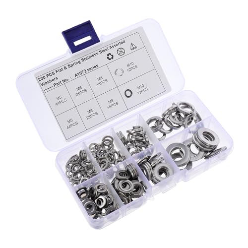 Yardenfun 200個 ステンレス製修理用ワッシャー 薄型平ワッシャー 弾性ガスケット ネジ緩み防止機能付き 電気機器 自動車 船舶用