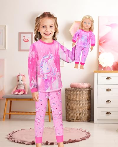 Sylfairy Girls Pajamas Set Matching Doll Pjs Toddler Kids Sleepwear Christmas Clothes Gift2