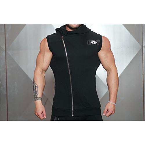 DACEBEIXIN Sports Vest,Sneldrogende Hooded Mens Running Shirts Compressie Strakke Gym Tank Top Fitness Mouwloze T-Shirts Sport Running Vest