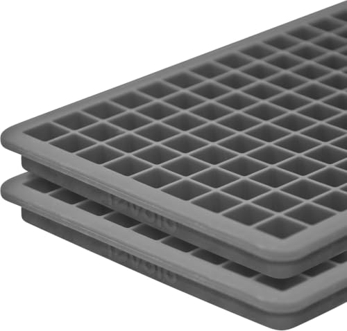 Image of Tovolo Mini Ice Cube Tray with Lid Set of 2 Tiny Ice Maker for Freezer, Silicone Mini Ice Cube Tray Small Square Nugget Ice Makes 135 Tiny Cubes BPA Free Stackable Dishwasher Safe Charcoal Gray Trays