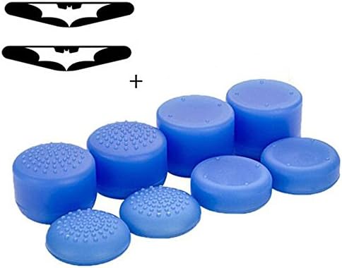 10 in 1 Analog Raised Antislip Thumb Stick Grips Thumbsticks Joystick Cap Cover with LED Light Bar Decal Stickers for PS4 Pro Slim, PS3, Switch Pro, Xbox one, Xbox 360, Wii U, PS2 Controller - Blue