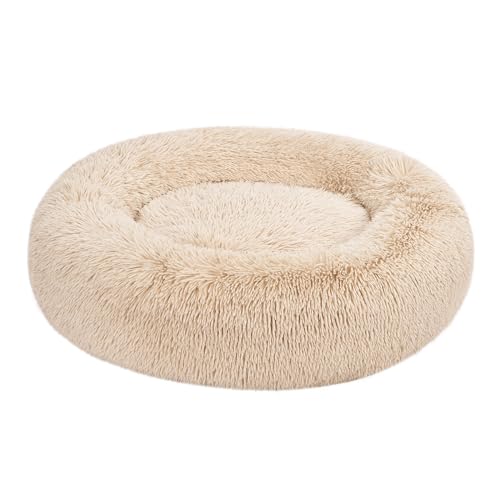 Amazon Basics Washable Donut Pet Bolster Faux Fur Bed with Removable Cover, Anti-Slip Bottom for...