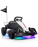 Blitzshark 36V Kids Go Kart 600W Drift Kart Powerful Electric Pedal Kart Outdoor Race Toy, with 600W Strong Motor, 9AH Big Battery, EVA Tires, Drift/Sports Mode, Brake Pedal, Length Adjustment, White