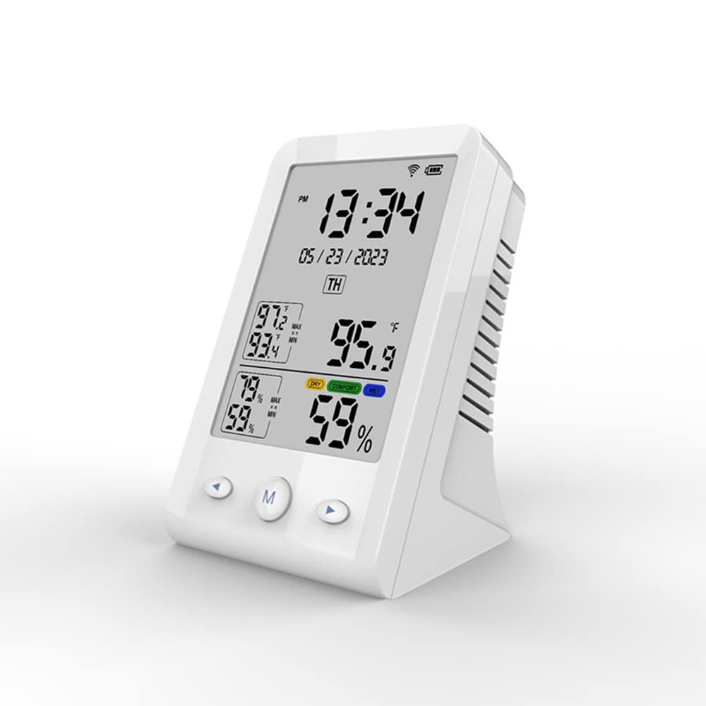 BLAIS Tuya WIFI USB Recargable Detector de temperatura y humedad Hogar Oficina Habitación del bebé Higrotermógrafo Pantalla LCD Medidor de temperatura y humedad Probador de temperatura Higrómetro