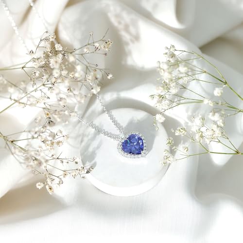 12 mm Heart Necklace with Moissanite Halo in Sterling Silver – Includes Chain – Romantic Gift for Her4