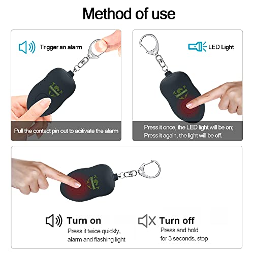 Fightsense Self Defense Pepper Spray Kaychain And Personal Safety Alarm Kaychain Set Combo Pack For Women Self Defense, 130Db Loud Siren With Led Flashlight For Women,Children, Elders (Black) #TOP2