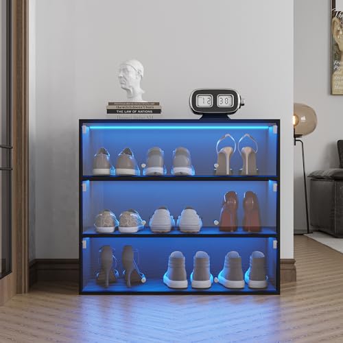 Wooden Shoe Storage Box with LED Light (9 Pack)