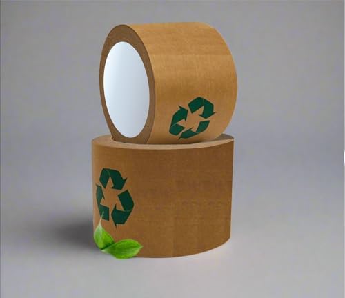 Image of SECUREMENT Paper Tape Plain Biodegradable Green Recyclable Craft Tape (50 mtr length) (3 inch INCH, 6 Tape Rolls)