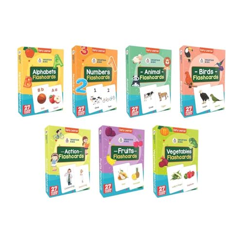 Image of SPARTAN KIDS Flash Cards for Kids Early Learning (Set of 7) | Easy & Fun Way of Learning 1 Year to 6 Years Babies, for Language Skills